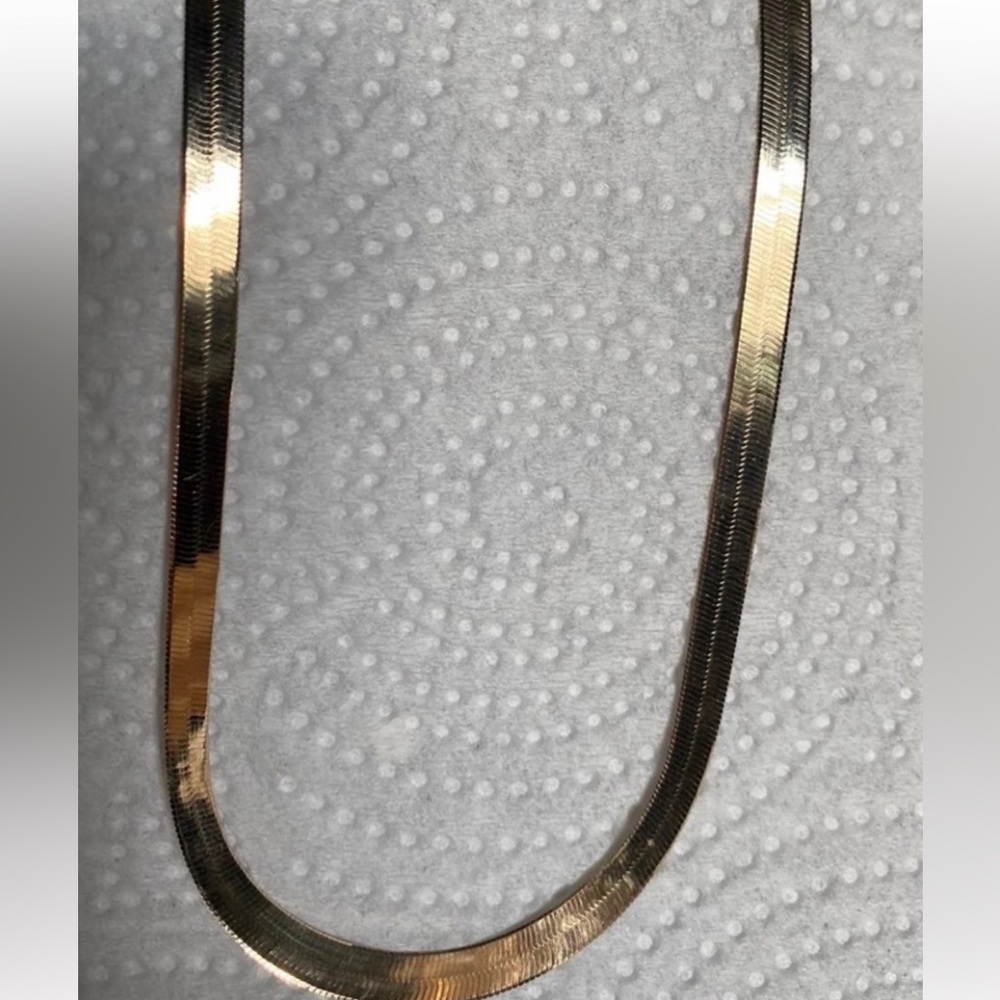 New thick 14K gold filled herringbone chain necklace on 925 sterling silver - Picture 3 of 6